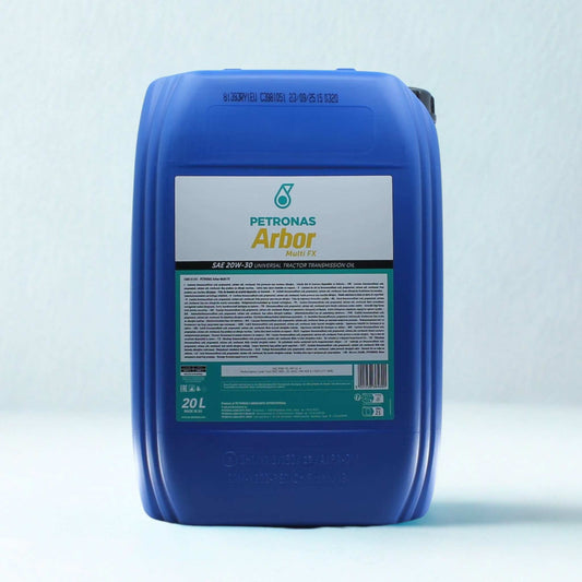 Aceite multifunción Petronas Arbor Multi FX SAE 20W-30 para transmisiones y frenos bañados. Bidón de 20L con especificación API GL-4 para maquinaria agrícola.