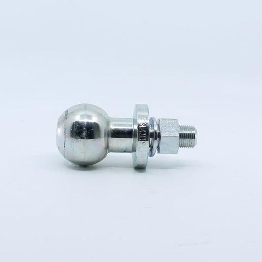 Bola de enganche corta con rosca y tuerca para remolque ligero, quad, cortacéspedes, minitractores y aperos de pequeña escala. Capacidad 500 kg y diámetro 50 mm.