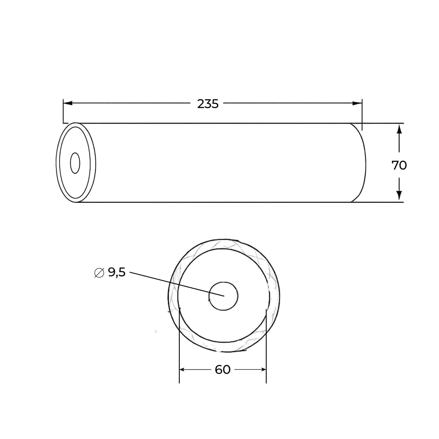 Camisa o cilindro hidráulico de la marca Hertell para tajaderas o compuertas de 150 mm (6 pulgadas).
