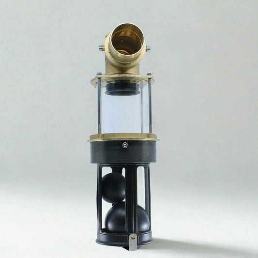 Válvula de llenado, anti-desbordamiento o decantador Riv con doble bola de cierre y visor para protección de bomba de vacío. Diámetro de toma de 80 mm para cisterna o cuba de purín.