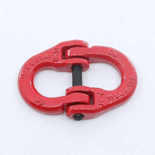 Eslabón de conexión tipo Hammerlock (eslabón de unión) Grado 80 de 10 mm, con carga máxima de 3,15 toneladas, color rojo, ideal para unir cadenas o conectar implementos agrícolas.