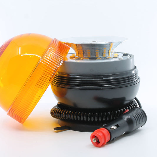 Faro rotativo magnético LED, homologado para vehículos agrícolas, de 12-24 V y que cumple la normativa ECE R65.