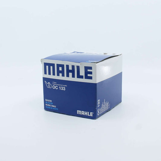 Filtro de aceite original MAHLE modelo OC 133. Filtro roscado blindado de color negro para motor térmico.