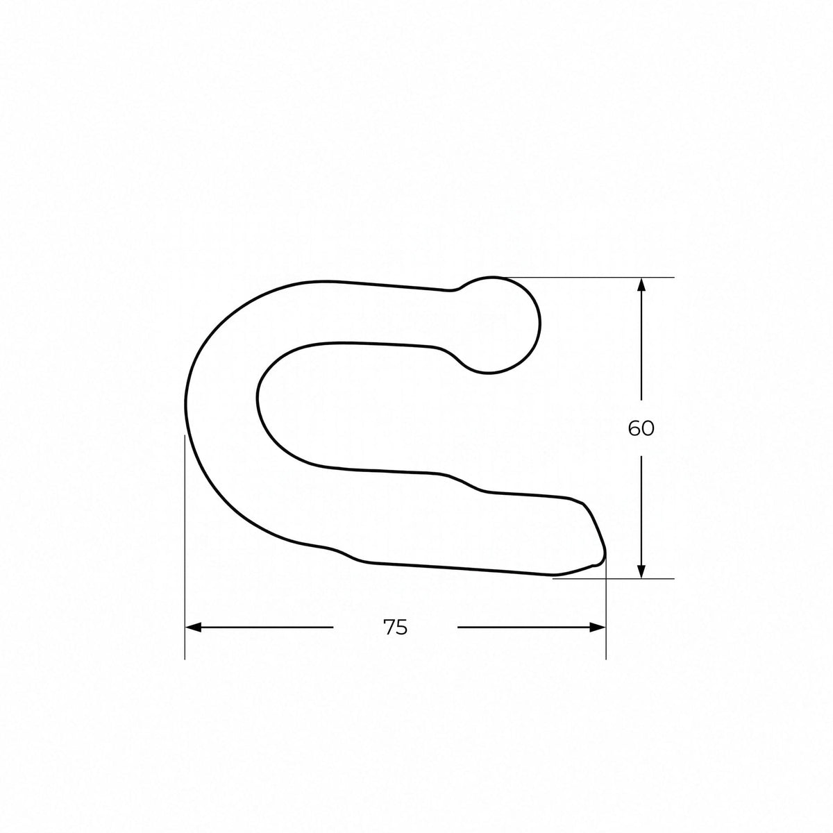 Gancho forjado para soldar de amarre para lona y cuerda de 75 x 60 mm en remolque.