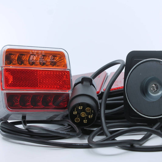 Kit de luces LED magnéticas para remolque con cable extensible de 9m, conector 7 pines, 5 funciones y homologación E4.