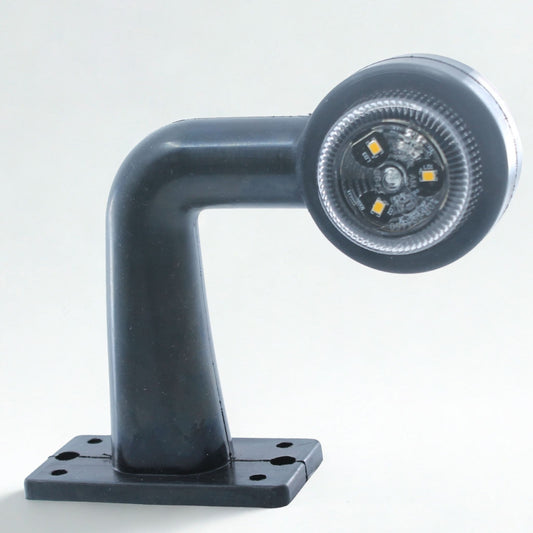 Piloto de gálibo LED izquierdo con brazo angular, voltaje de 12-24 V, certificación IP67 y homologación E4.