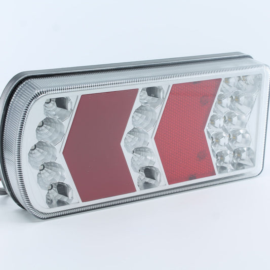 Piloto trasero izquierdo LED rectangular para remolque o tractor. 6 funciones, 12-24 V, IP64 y homologación E4.