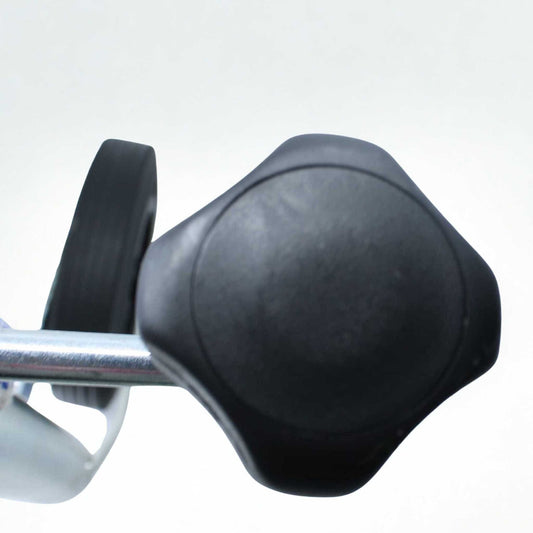 Rueda jockey para remolque y caravana, con un diámetro de 48 mm y una capacidad de carga máxima de 100 kg.