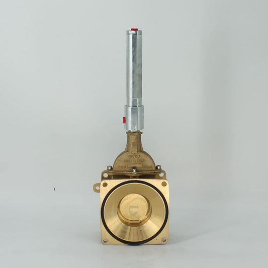 Tajadera o compuerta de válvula hidráulica de doble efecto Riv de 125 mm (5 pulgadas) de diámetro, macho, sin manillas y diseñada para su uso en cubas y cisternas de riego y purín.