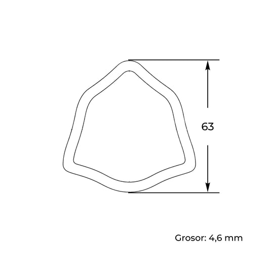 Tubo de transmisión cardán con perfil triangular exterior hembra para uso forestal. Medida 63 mm, grosor de 4,6 mm y longitud de 2 metros.