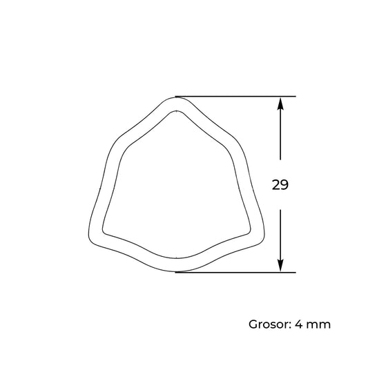 Tubo de transmisión cardán con perfil triangular interior macho. Medida 29 mm, grosor reforzado de 4 mm y longitud de 2 metros.