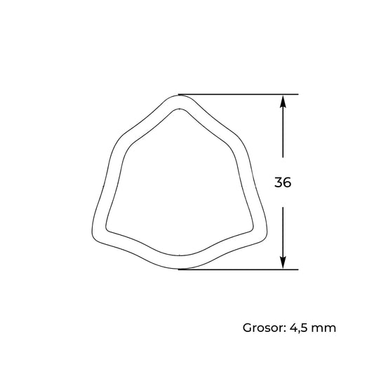 Tubo de transmisión cardán con perfil triangular interior macho. Medida 36 mm, grosor reforzado de 4,5 mm y longitud de 1 metro.