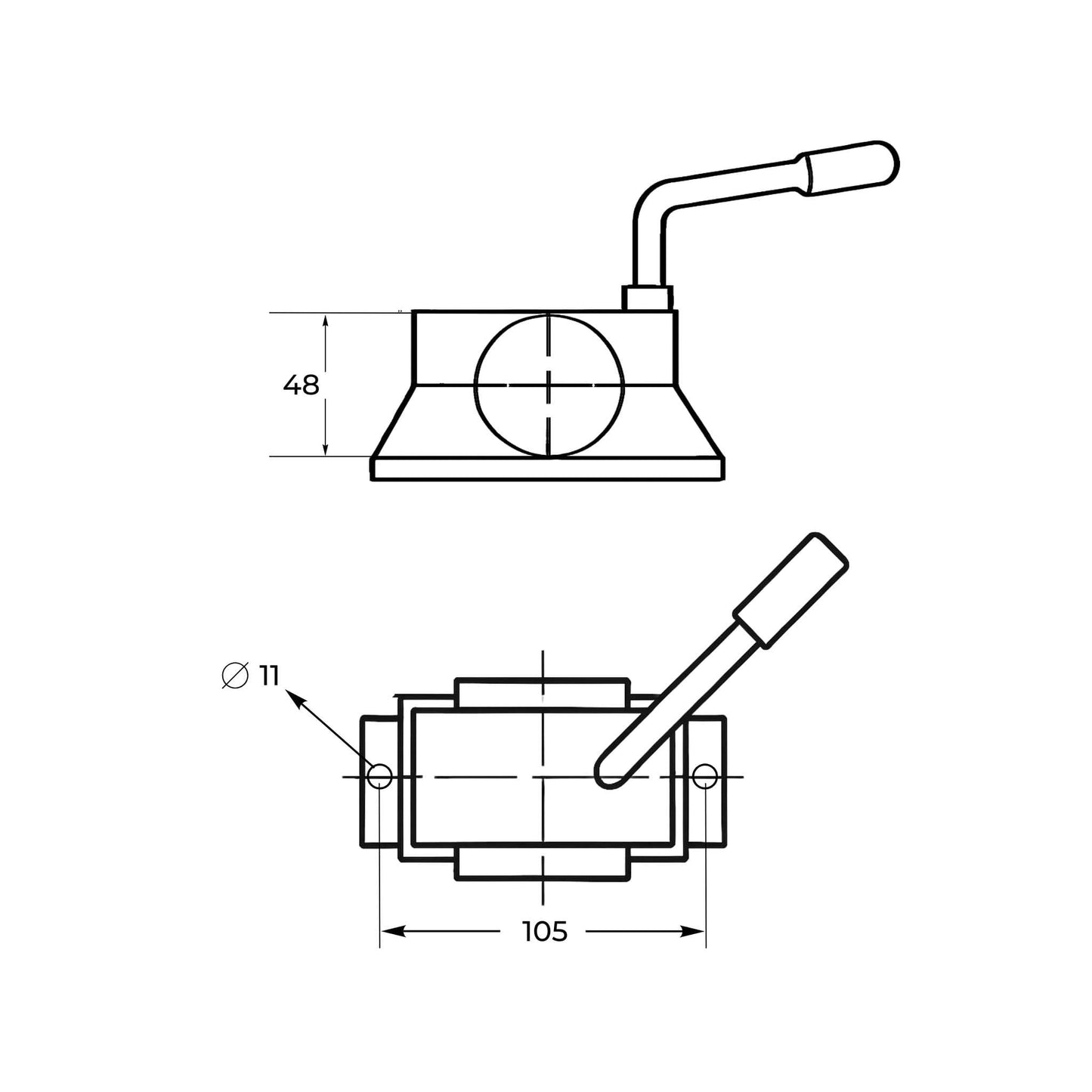 Abrazadera para rueda jockey de remolque y caravana, con un diámetro de 48 mm.