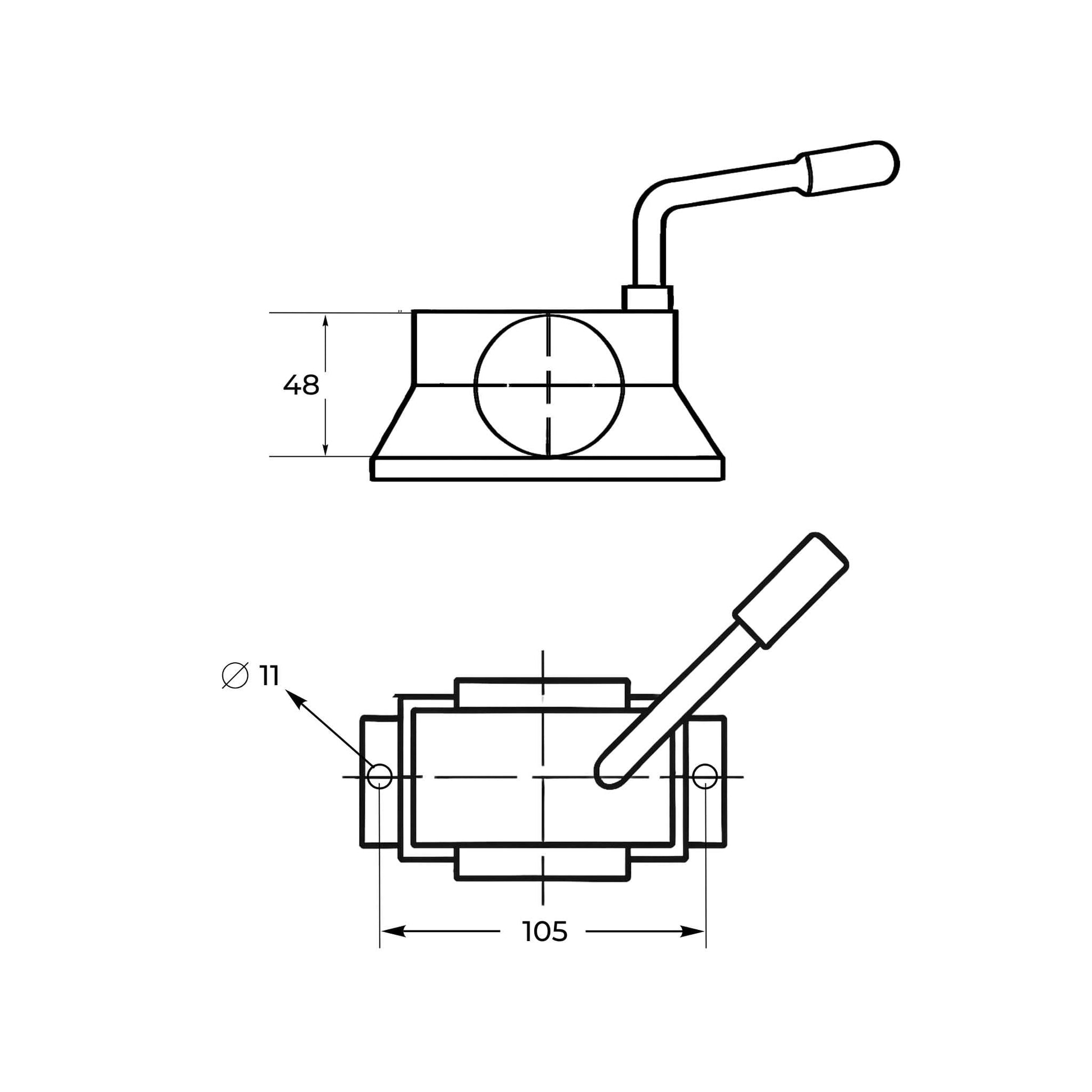 Abrazadera para rueda jockey de remolque y caravana, con un diámetro de 48 mm.
