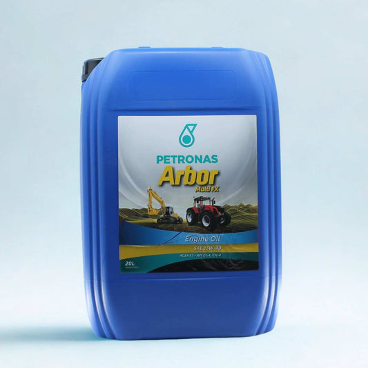 Aceite de motor Petronas Arbor Alfatech SAE 15W-40 en bidón de 20L. Lubricante de alto rendimiento para motores diésel agrícolas con normas ACEA E7 y API CI-4.