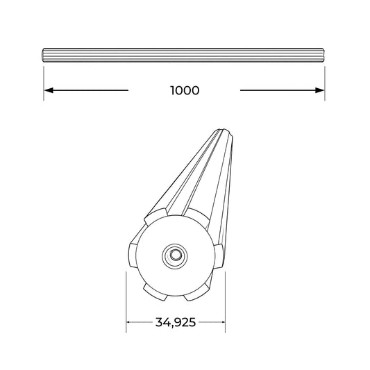 Barra maciza estriada de 1 metro para toma de fuerza de tractor, medida 1" 3/8 con 6 estrías (Z6).
