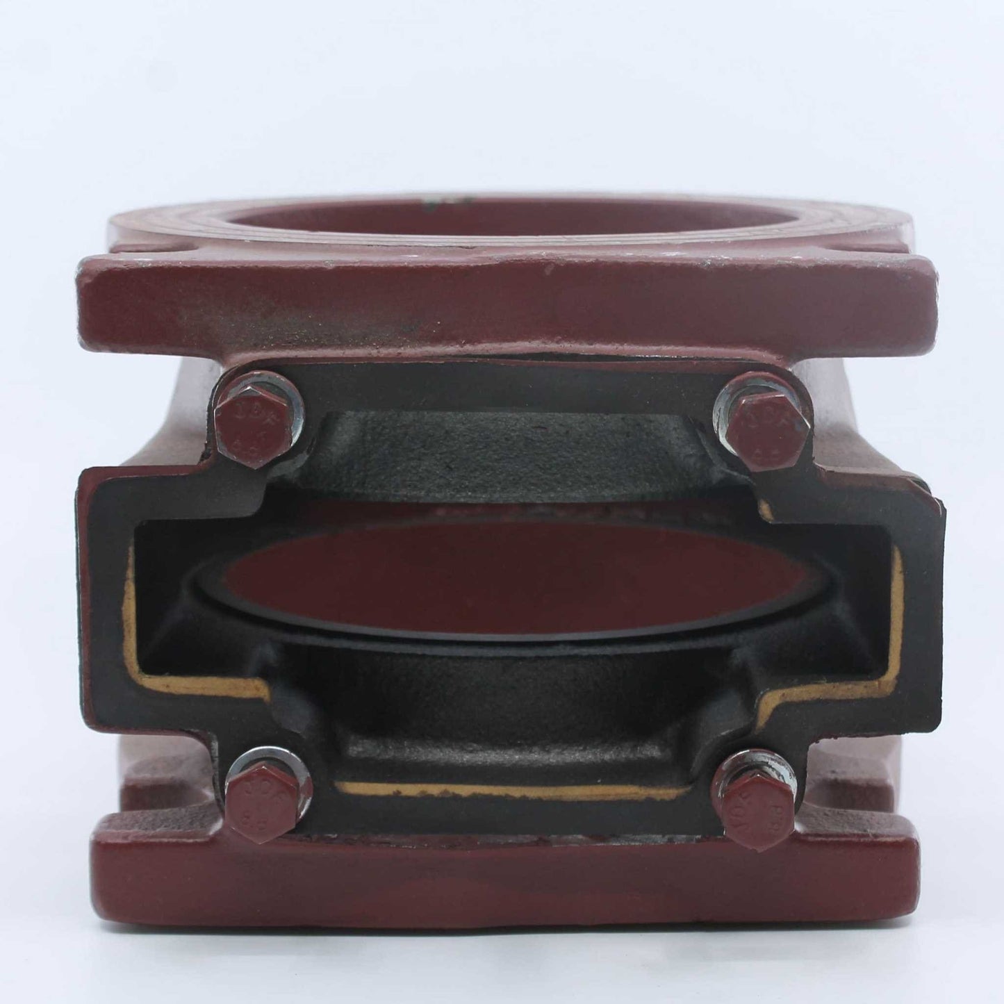 Base o cuerpo inferior Hertell Lau (modelo macho) para tajadera de cisterna, apta para tubos de 125 mm (5 pulgadas).