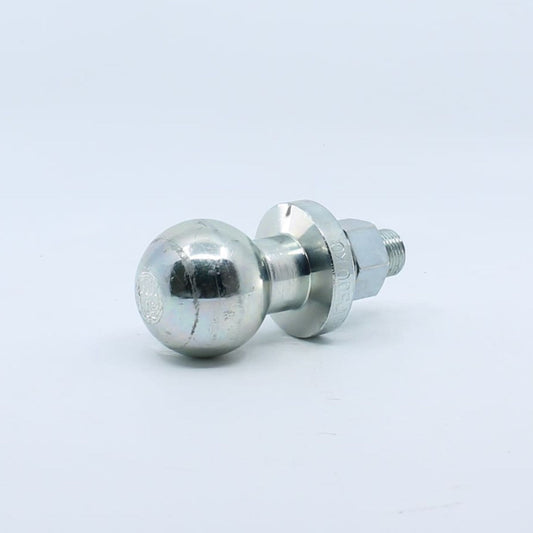 Bola de enganche corta con rosca y tuerca para remolque ligero, quad, cortacéspedes, minitractores y aperos de pequeña escala. Capacidad 500 kg y diámetro 50 mm.