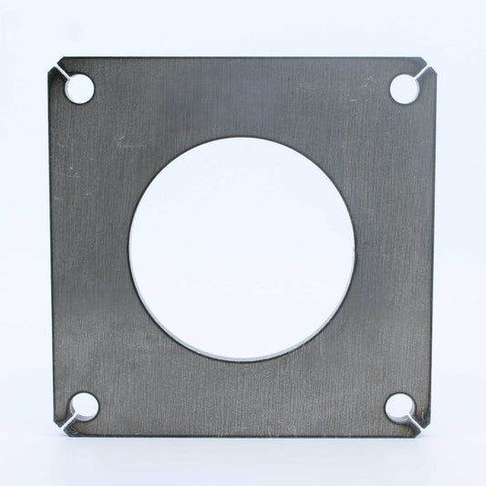 Brida cuadrada de hierro de la marca Riv para tajaderas o compuertas de 100 mm (4 pulgadas).