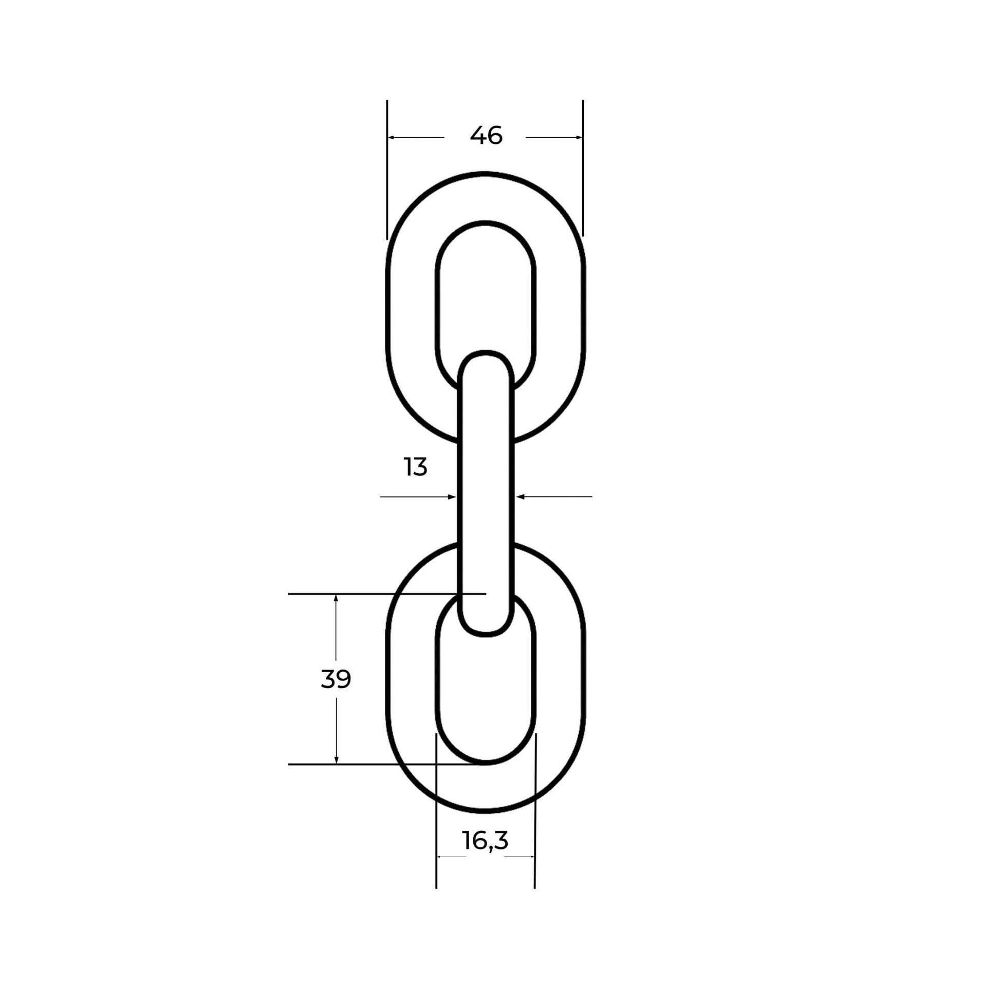 Cadena de acero de alta resistencia, Grado 80 (G80), con un diámetro de 13 mm, diseñada para desbrozadoras y maquinaria agrícola pesada.
