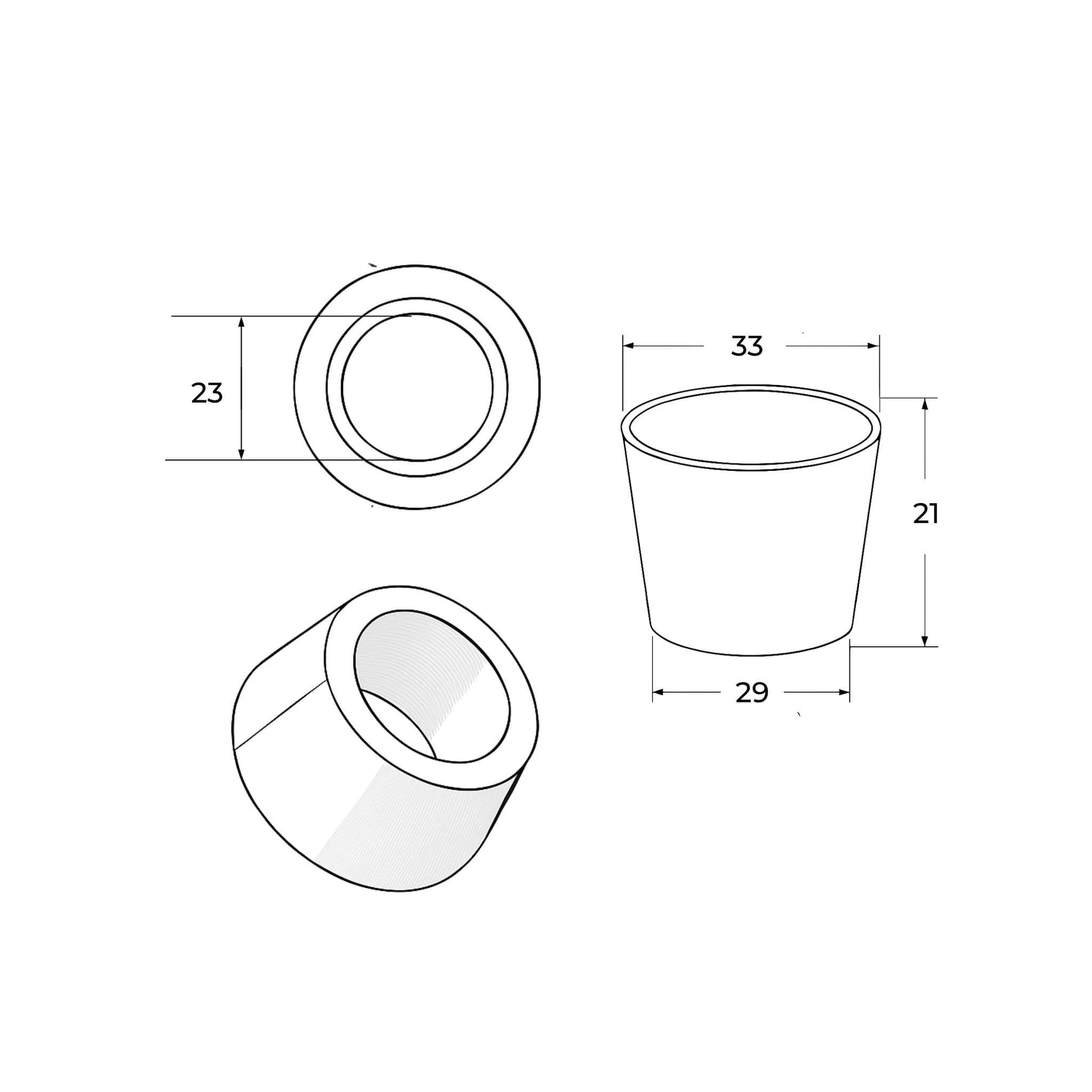 Casquillo cónico pequeño para púas cargas pacas reforzadas de 35 mm. Casquillo de acero de alta resistencia.