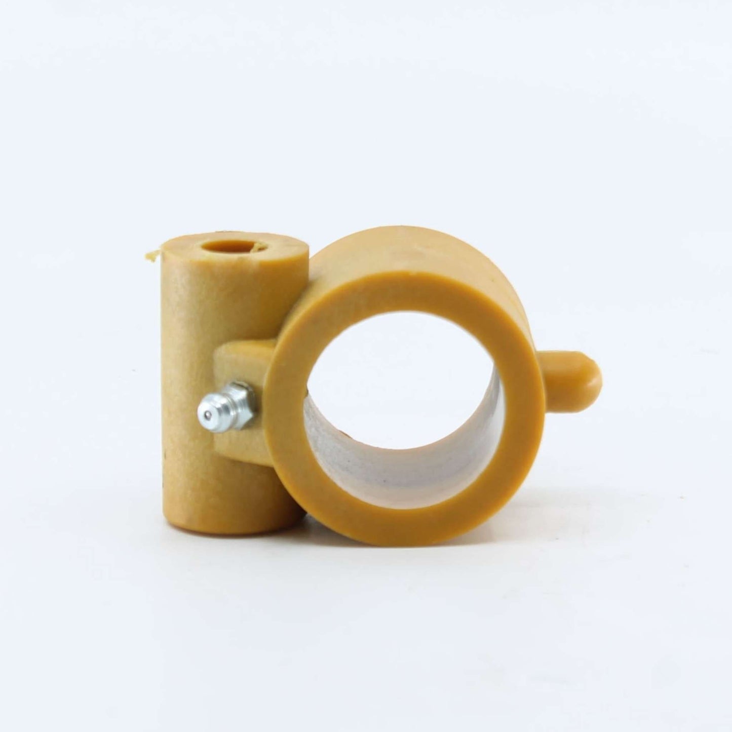 Casquillo de nylon con engrasador de 32 mm para brazos de hilerador, hileradora o rastrillo hilerador agrícola de dos rotores. Recambio de alta resistencia.