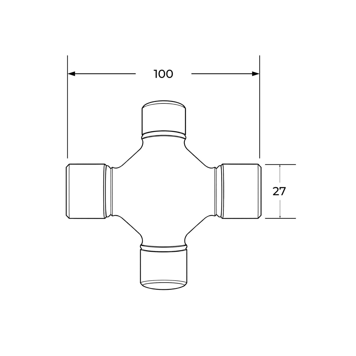 Cruceta original Bondioli & Pavesi para nudo homocinético gran angular de 27 x 100 mm con engrasador y circlips.