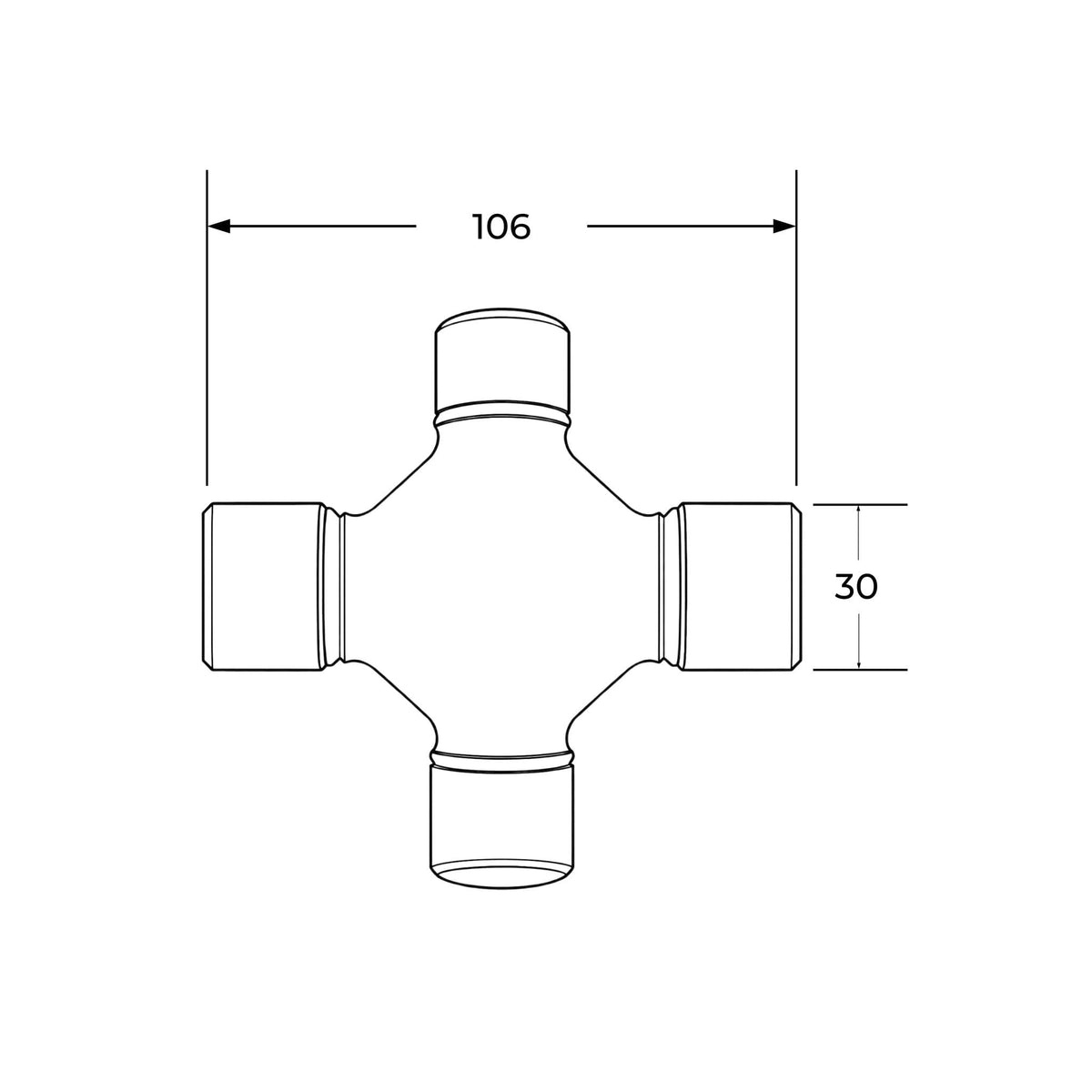 Cruceta original Bondioli & Pavesi para nudo homocinético gran angular de 30 x 106 mm con engrasador y circlips.