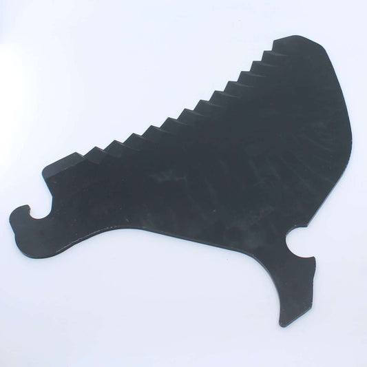 Cuchilla de corte de 5 mm para remolque Pöttinger Torro y Jumbo. Recambio original equivalente con referencia 00434135 y Menke 63232.