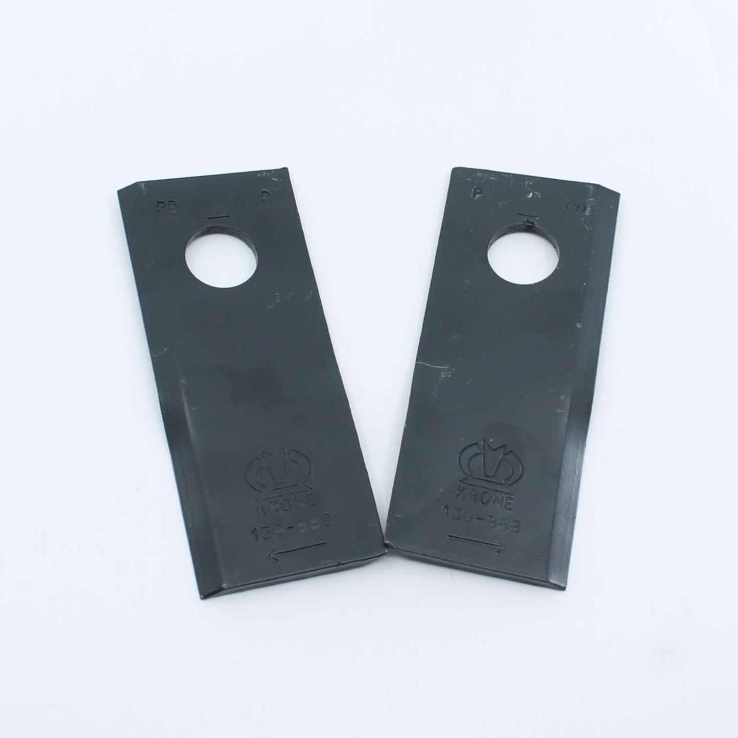 Cuchilla de corte original Krone derecha con troquelado de marca. Giro horario, referencia 1398894 para series X-Disc, BiG M y AMT.