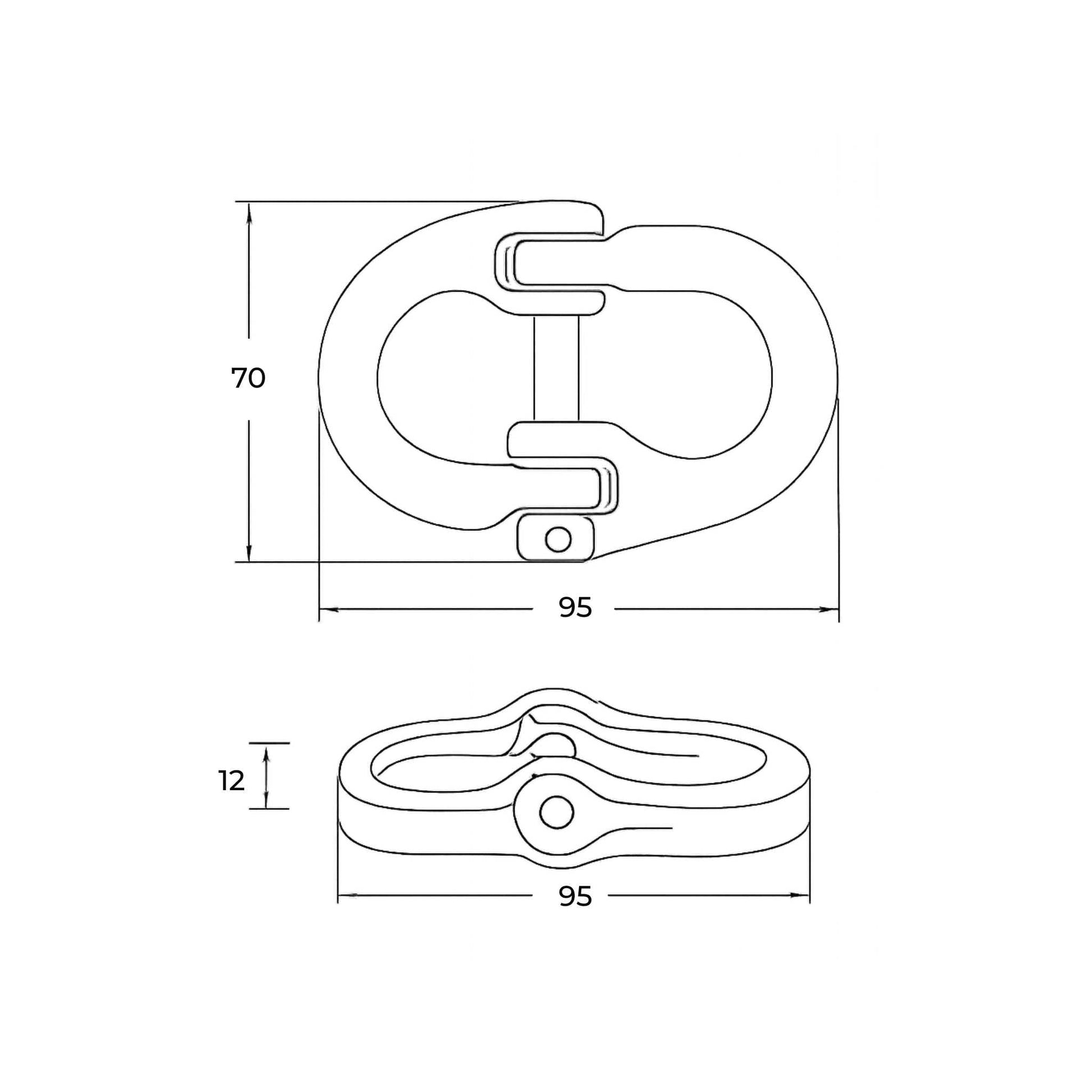 Eslabón de conexión tipo Hammerlock (eslabón de unión) Grado 80 de 10 mm, con carga máxima de 3,15 toneladas, color rojo, ideal para unir cadenas o conectar implementos agrícolas.