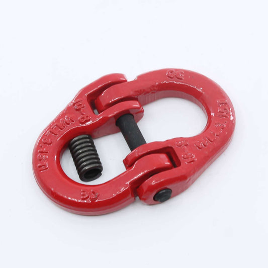 Eslabón de conexión tipo Hammerlock (eslabón de unión) Grado 80 de 10 mm, con carga máxima de 3,15 toneladas, color rojo, ideal para unir cadenas o conectar implementos agrícolas.