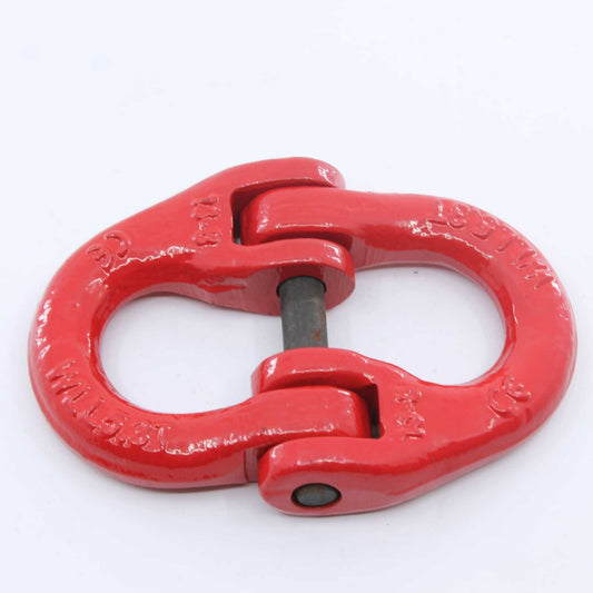 Eslabón de conexión tipo Hammerlock (eslabón de unión) Grado 80 de 13 mm, con carga máxima de 5,3 toneladas, color rojo, ideal para unir cadenas o conectar implementos agrícolas.