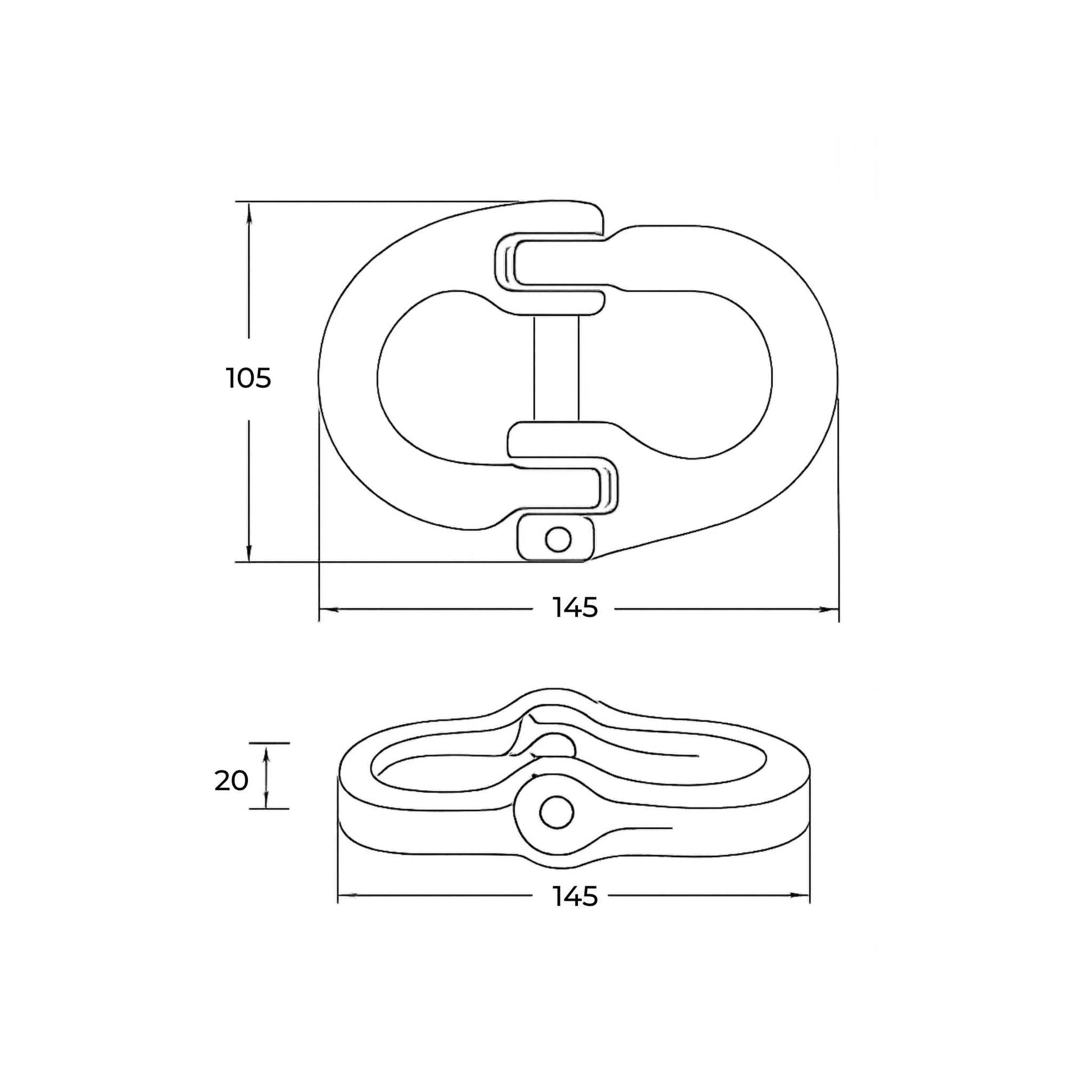 Eslabón de conexión tipo Hammerlock (eslabón de unión) Grado 80 de 16 mm, con carga máxima de 8 toneladas, color rojo, ideal para unir cadenas o conectar implementos agrícolas.