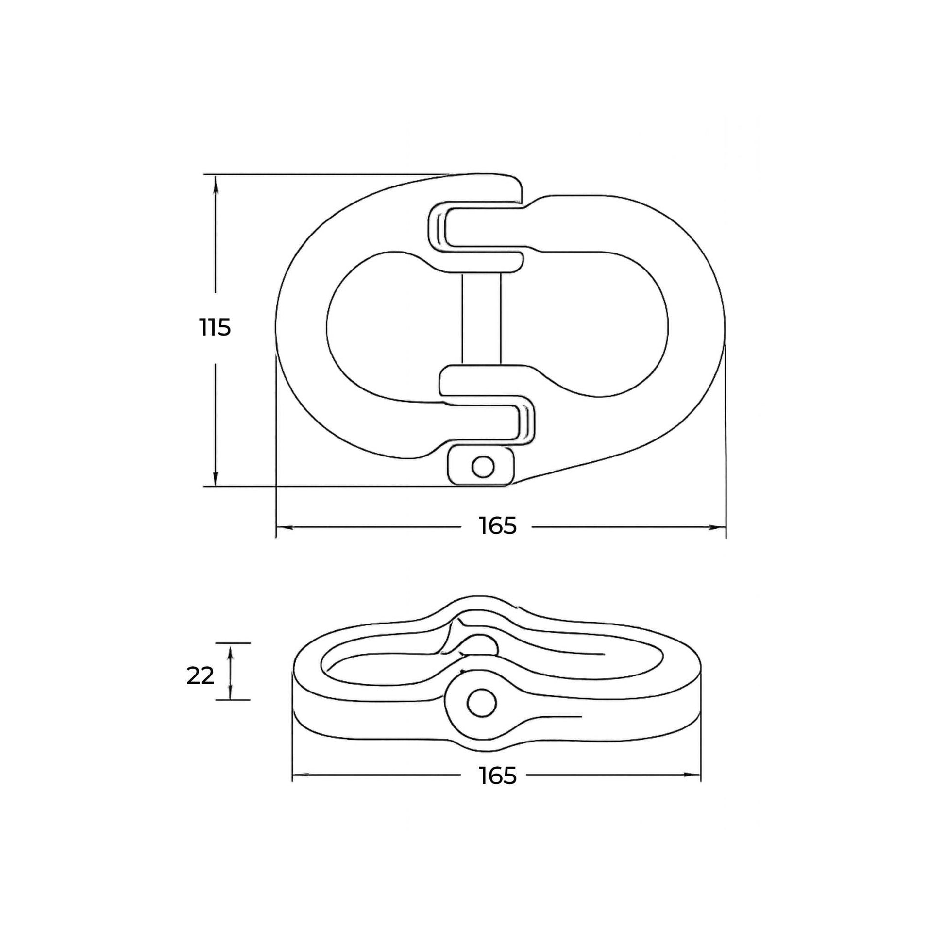 Eslabón de conexión tipo Hammerlock (eslabón de unión) Grado 80 de 20 mm, con carga máxima de 12,5 toneladas, color rojo, ideal para unir cadenas o conectar implementos agrícolas.