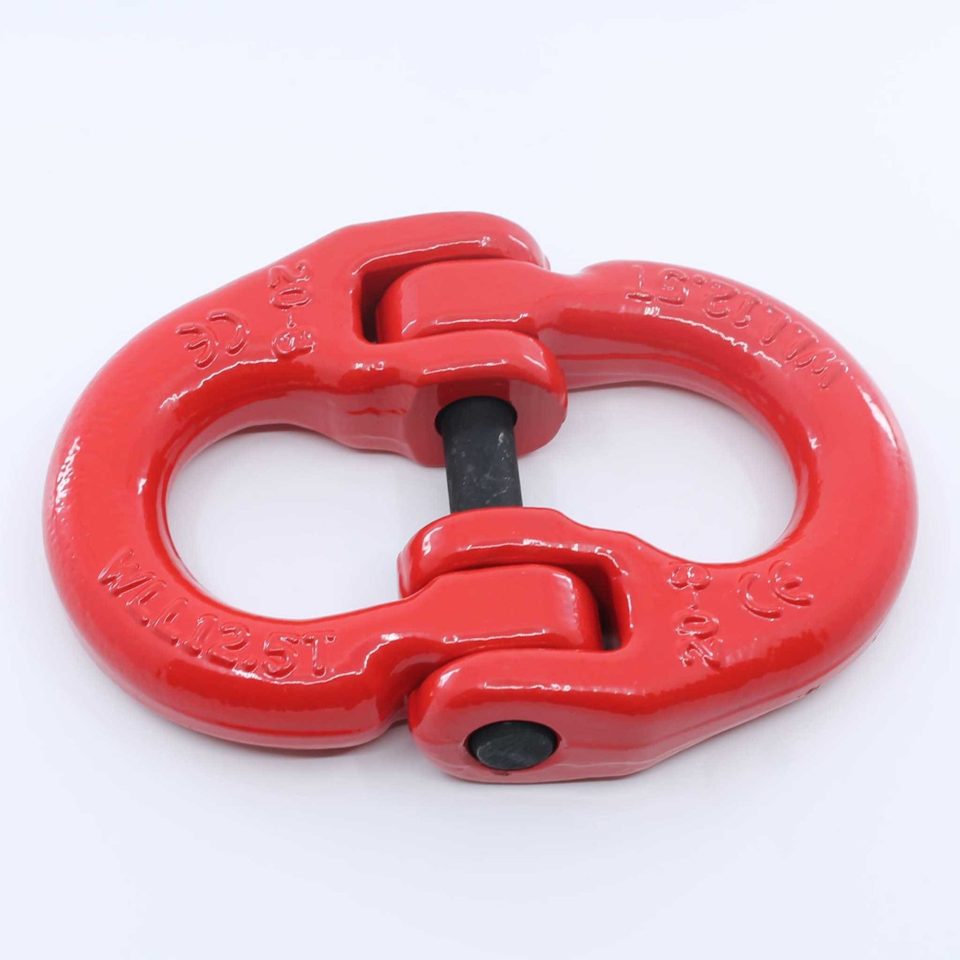 Eslabón de conexión tipo Hammerlock (eslabón de unión) Grado 80 de 20 mm, con carga máxima de 12,5 toneladas, color rojo, ideal para unir cadenas o conectar implementos agrícolas.