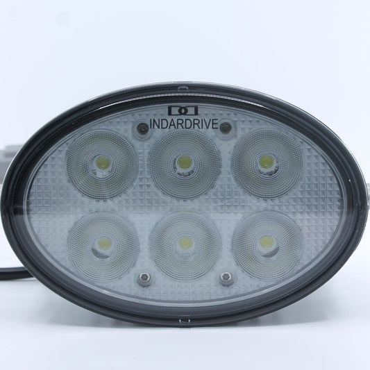 Faro de trabajo LED ovalado (6.600 lúmenes, 60 W) para 12-24 V, con 6 LEDs, que funciona a 12-60 VDC, con homologación IP68, ideal para tractores y maquinaria agrícola.
