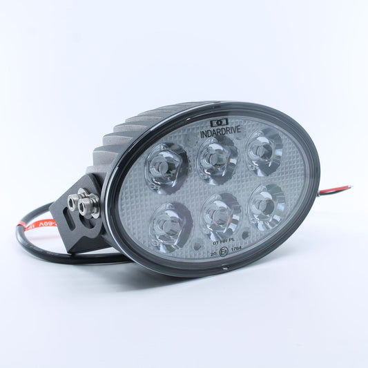 Faro de trabajo LED ovalado de largo alcance (6.600 lúmenes, 60 W) para 12-24 V, con 6 LEDs, que funciona a 12-60 VDC, con homologación IP68, ideal para tractores y maquinaria agrícola.
