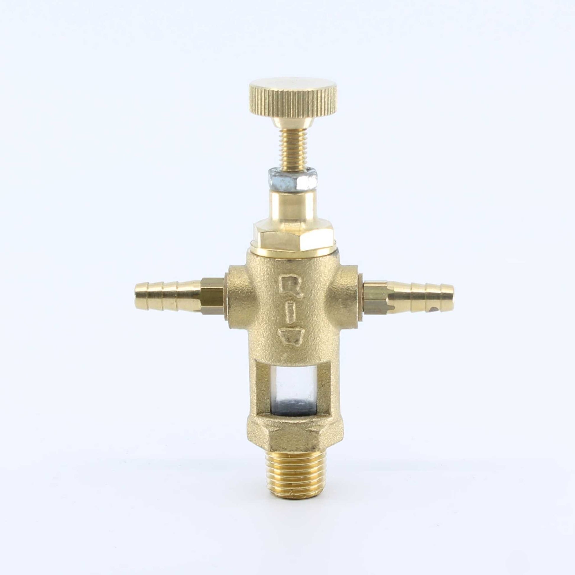 Gotero doble tubo RIV con rosca de 1/4 de pulgada, utilizado para la lubricación de bombas de vacío en cisternas o cubas de purín.