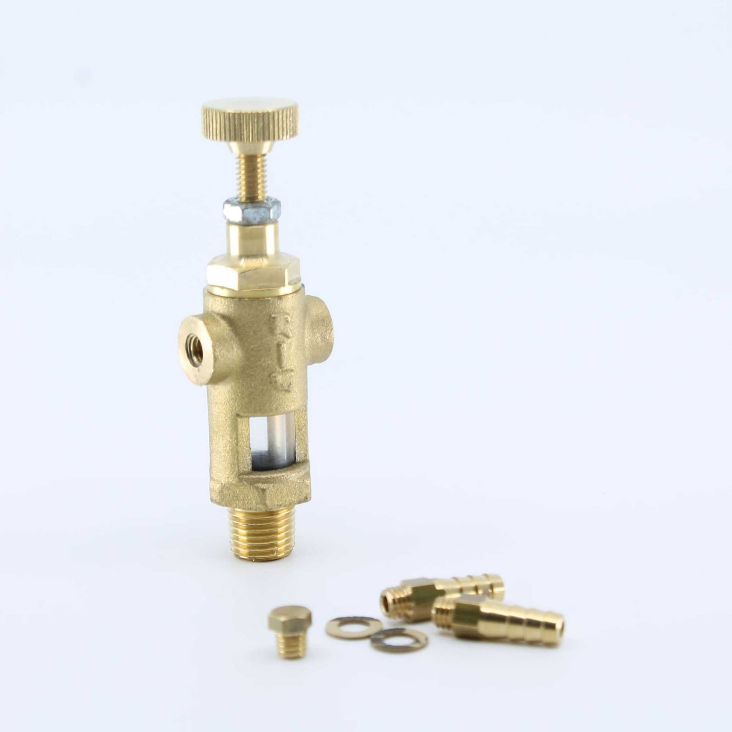 Gotero doble tubo RIV con rosca de 1/4 de pulgada, utilizado para la lubricación de bombas de vacío en cisternas o cubas de purín.