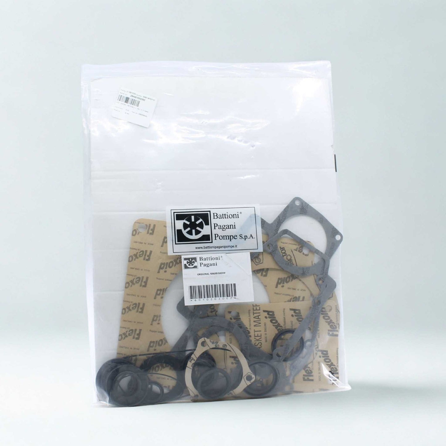 Kit completo de juntas y retenes original Battioni Pagani para mantenimiento de depresor modelos MEC 2000, MEC 3000 y MEC 4000.