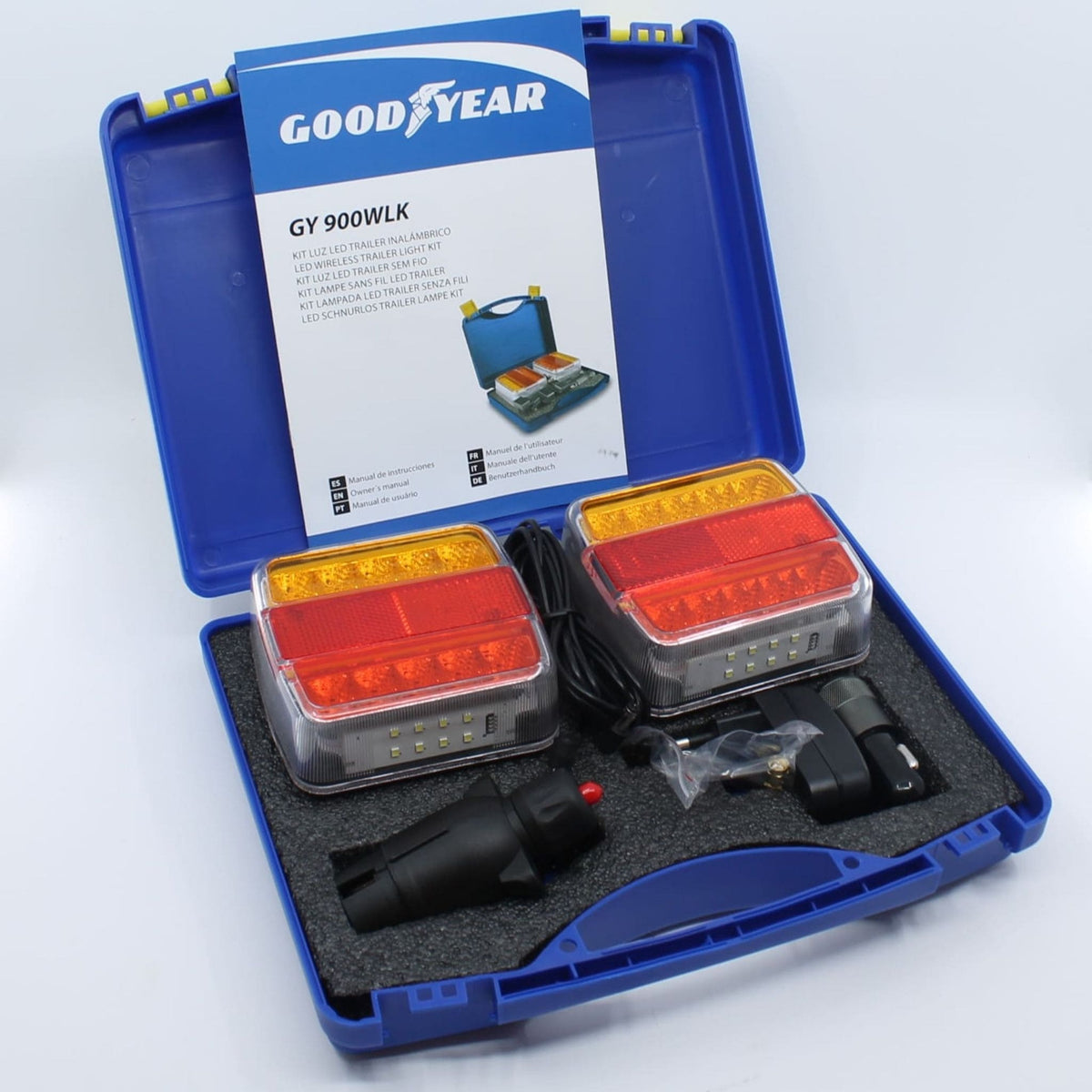 Kit de luces LED inalámbricas magnéticas para remolque Goodyear GY 900WLK en maletín de transporte.