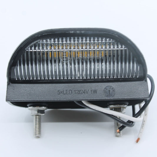 Luz de matrícula LED de 5 diodos para remolque o tractor, multivoltaje 12-24 V. IP67 y homologación E4.