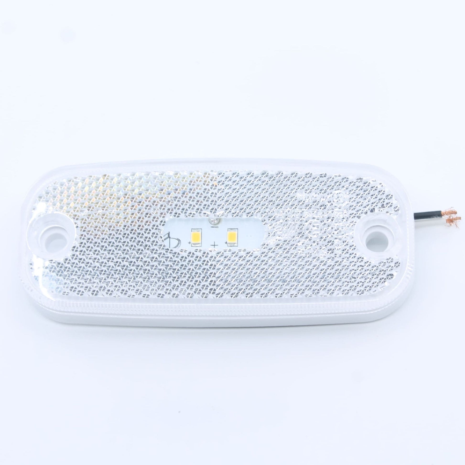 Luz de posición frontal LED blanca con 2 diodos para remolque o tractor. 12-24 V, IP64 y homologación E4.