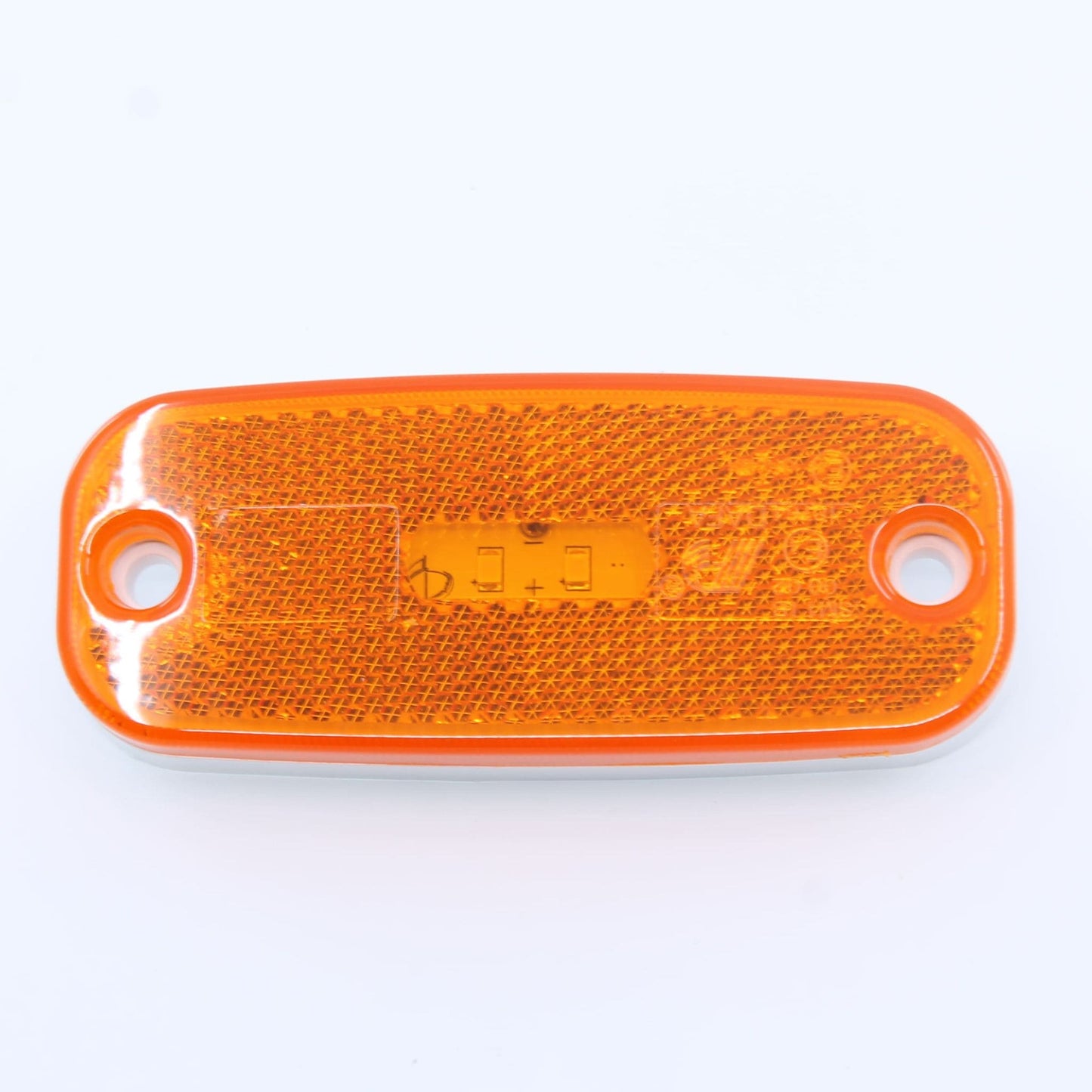 Luz de posición lateral LED ámbar (naranja) con 2 diodos para remolque o camión. 12-24 V, IP64 y homologación E4.