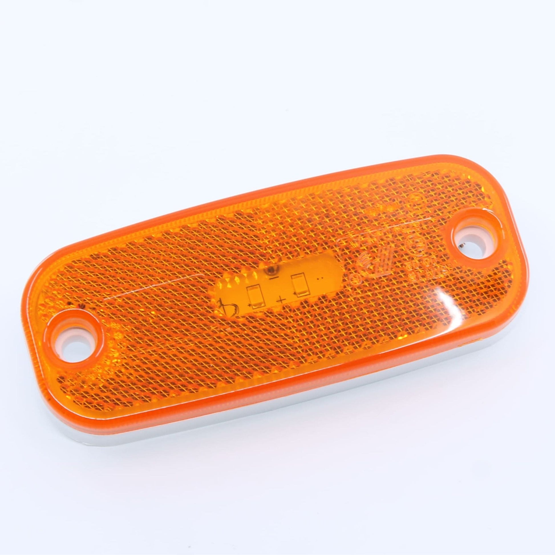 Luz de posición lateral LED ámbar (naranja) con 2 diodos para remolque o camión. 12-24 V, IP64 y homologación E4.