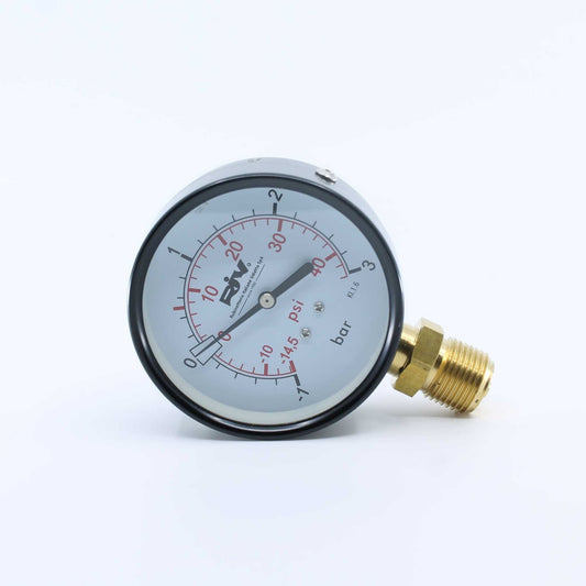Manómetro de presión RIV con rosca de 1/2 pulgada, diseñado para medir la presión en cisternas o cubas de purín.