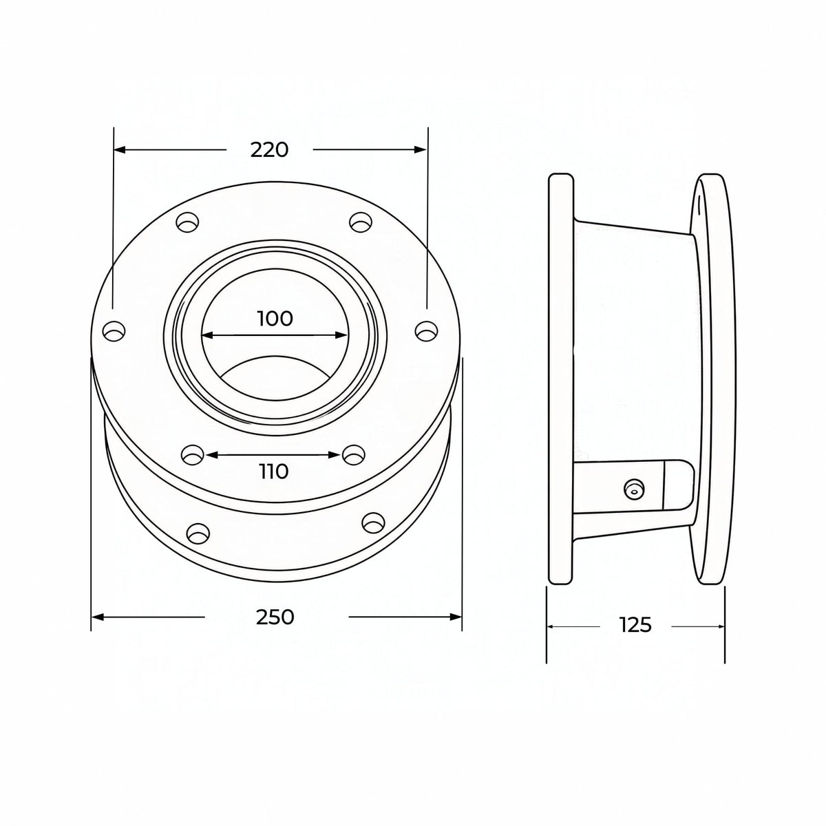 Nudo girable o racor giratorio para brazo de carga de cuba de purín con brida y junta. Diámetro 100 mm (4 pulgadas).