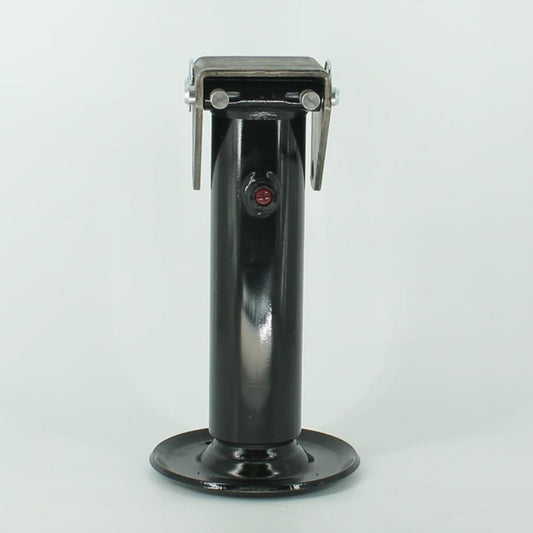 Pata de apoyo hidráulica plegable para remolque agrícola. Capacidad 8.500 kg, diámetro 95 mm y carrera 250 mm.