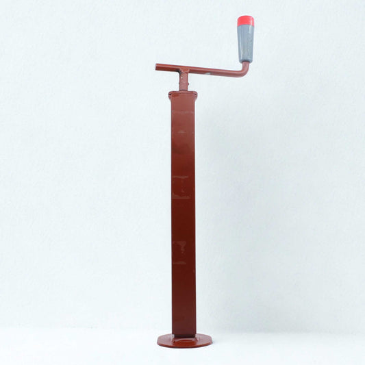 Pata de apoyo SIMOL con manivela superior para remolque agrícola, con un diámetro de 40 mm y una capacidad de carga máxima de 200 kg.